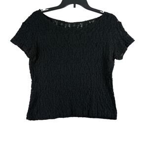 Vtg Y2K Italmoda Sheer Stretch Lace Top Womens Large Goth Romantic Boat Neck 90s